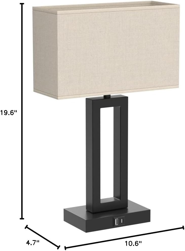 Seealle Bedroom Lamps for Night Stands - Touch Control, 3 Way Dimmable, USB C+A Charging, LED Bulbs, Easy Assembly - Grand Goldman