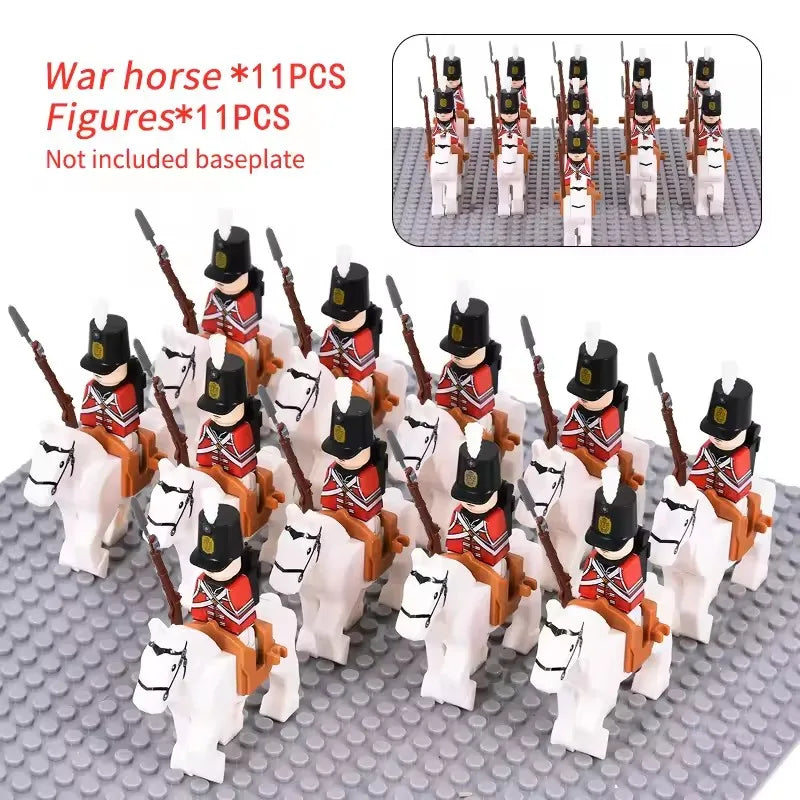 10pcs Napoleonic Wars Military Soldiers Building Blocks WW2 Mini Figures French British Fusilier Rifles Weapons Toys For Kids