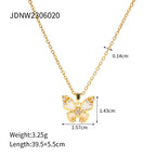 Serie Farfalla in Acciaio Inossidabile con Adornamento in Oro 18K, Placcato Oro Dubai 2023, Set di Gioielli per Donne, Collana, Orecchini e Anello