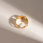 18K forgyldt anløbssikker rustfrit stål med forhøjet spids Rund nitte Kærlighedshjerte åben designring til kvinder Finger smykker