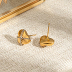 Minimalist 18k Gold Plated Stainless Steel Love Heart Gold Silver Color Matching Earring Women Anti Allergic Rust Jewelry
