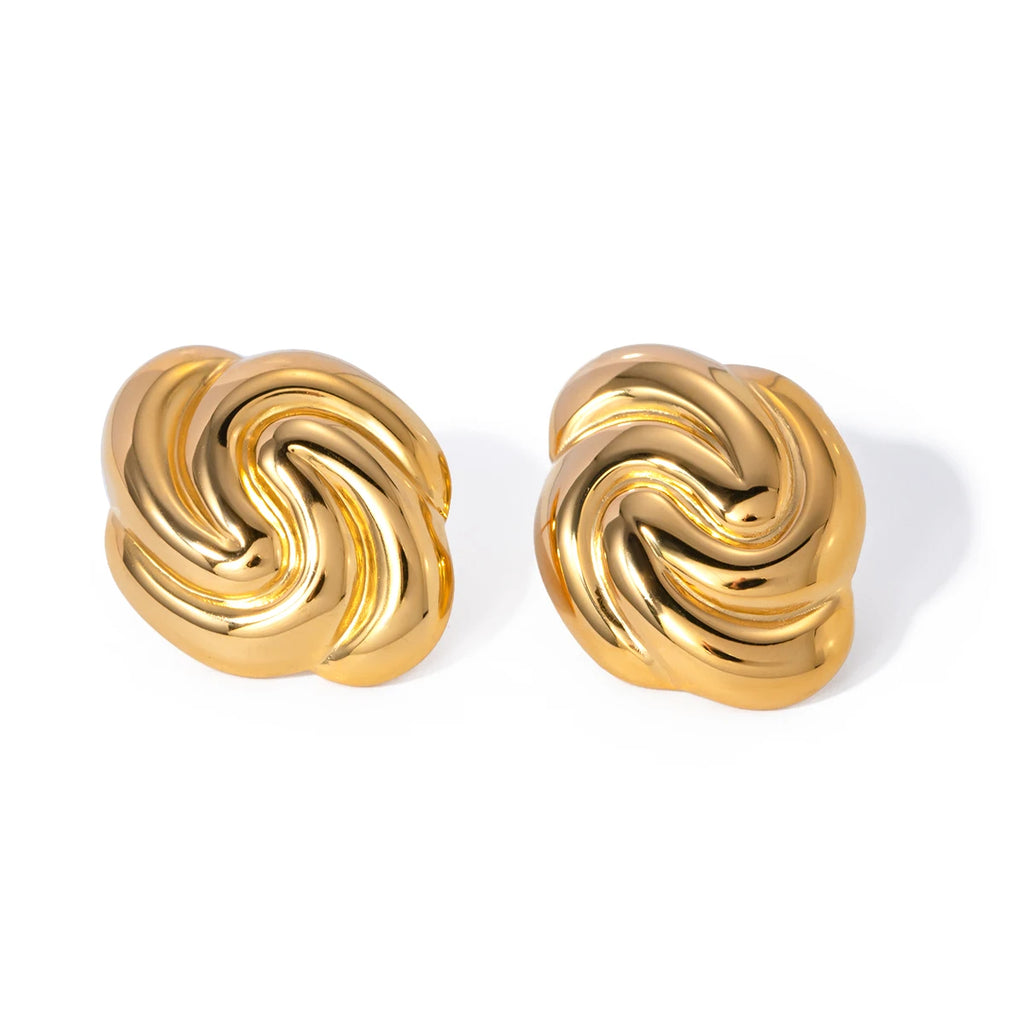 Roestvrijstalen Spiraal Rotatie Vintage Oorknopjes PVD 18k Geplateerd Hoge Kwaliteit Gratis Temperament Charme Sieraden voor Vrouwen