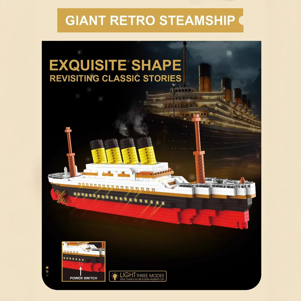 Classic Movie Building Bricks Construction Model Nanobricks Titanic Rms Ship Micro Diamond Block Educational Toy With Light