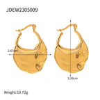 Kolczyki damskie ze stali nierdzewnej, plisowane, masywne, pozłacane 18K złotem, wykwintny geometryczny wzór młotkowy, bez przebarwień, biżuteria do uszu