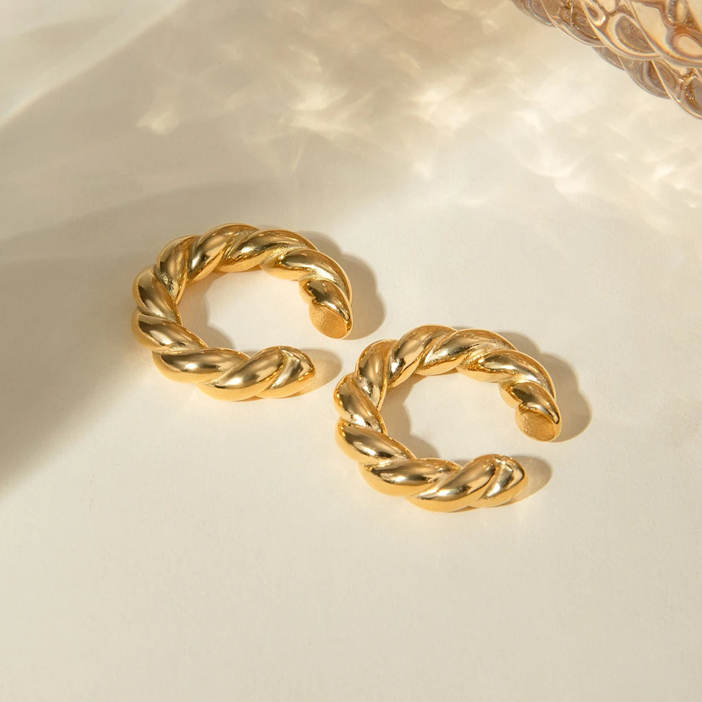 18k Goud Vergulde Roestvrijstalen Fijne Gladde Koordvormige Ronde Oorklem Dames Charmante Waterdichte Statement Sieraden