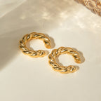 18k Goud Vergulde Roestvrijstalen Fijne Gladde Koordvormige Ronde Oorklem Dames Charmante Waterdichte Statement Sieraden