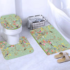 Chinese style Flowers and Birds Waterproof Shower Curtain Set Toilet Seat Cover Bath Non-Slip Mat Rug Carpet Bathroom Decor