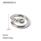 18k vergoldeter Damenring aus Edelstahl mit Metallknoten, offenem Geflecht, Statement-Textur, klobigen Ohrringen, Partygeschenk