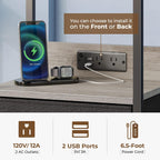 Seventable Nightstand with Charging Station, LED Bedside Table with Adjustable Fabric Drawer, Night Stand with Storage, 3-Tier Bed Side Table, End Table for Bedroom, Living Room, Greige - Grand Goldman