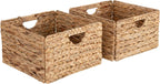 Seville Classics Premium Natural Handwoven Portable Laundry Bin Basket with Carrying Handles, Household Storage for Clothes, Linens, Sheets, Toys, Natural Water Hyacinth, Rectangular (2-Pack) - Grand Goldman