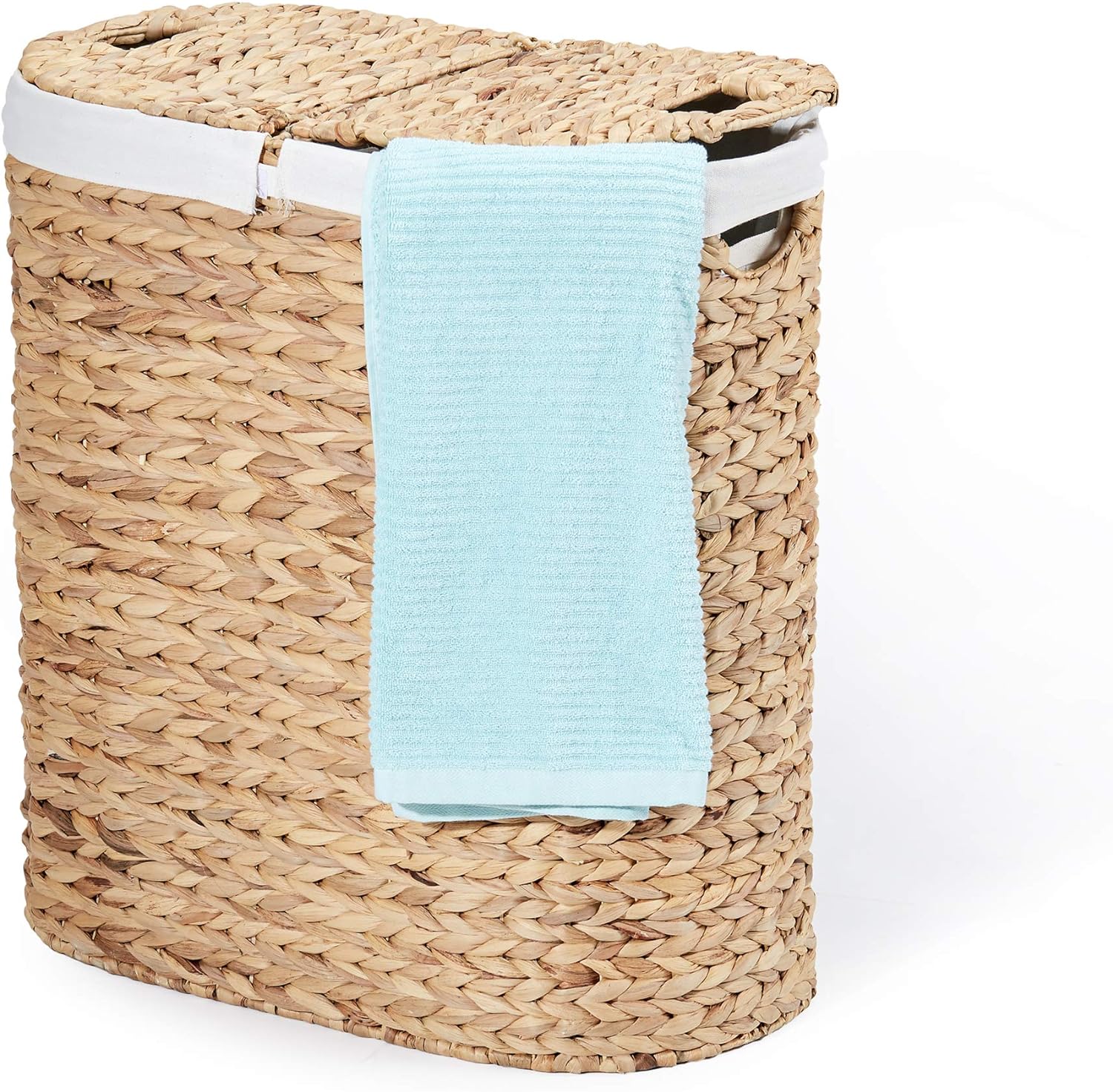 Seville Classics Premium Natural Handwoven Portable Laundry Bin Basket with Carrying Handles, Household Storage for Clothes, Linens, Sheets, Toys, Natural Water Hyacinth, Rectangular (2-Pack) - Grand Goldman