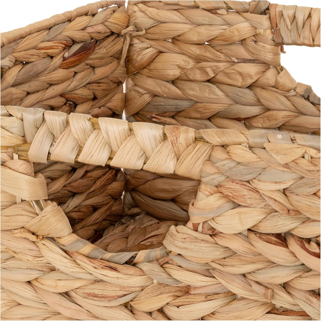 Seville Classics Premium Natural Handwoven Portable Laundry Bin Basket with Carrying Handles, Household Storage for Clothes, Linens, Sheets, Toys, Natural Water Hyacinth, Rectangular (2-Pack) - Grand Goldman