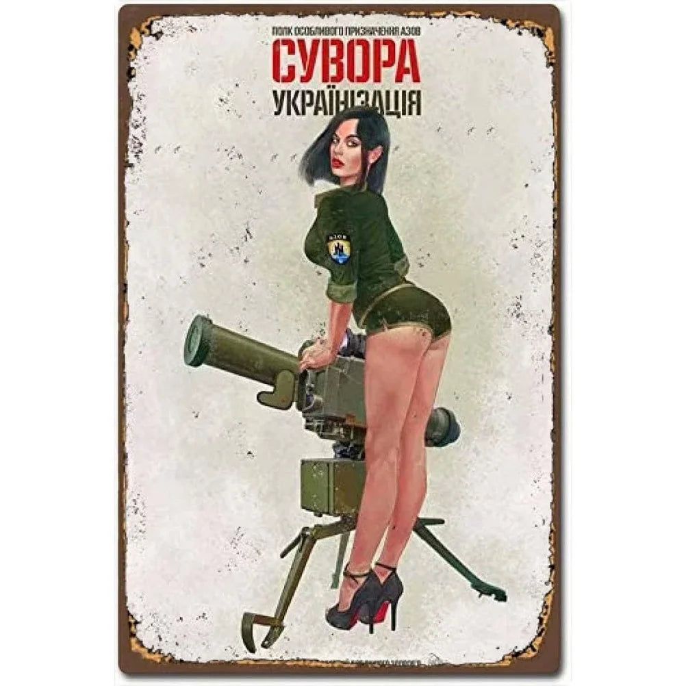Sexy Army PinUp Girl With Guns Vintage Metal Tin Signs Military Hot Woman Wall Decor For Home Bar Pub Garage Coffee Man Cave - Grand Goldman