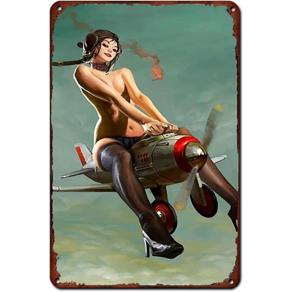 Sexy Army PinUp Girl With Guns Vintage Metal Tin Signs Military Hot Woman Wall Decor For Home Bar Pub Garage Coffee Man Cave - Grand Goldman