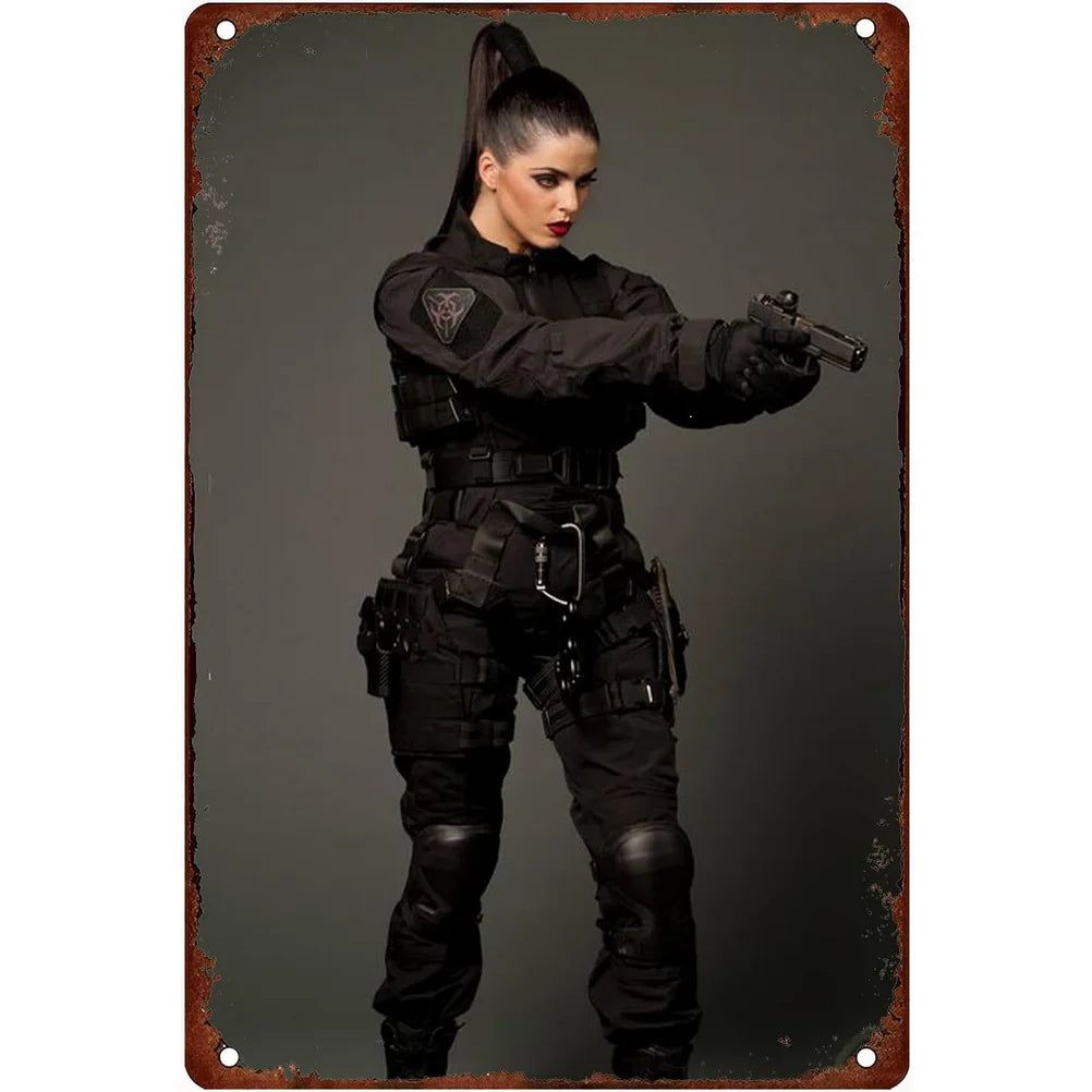 Sexy Army PinUp Girl With Guns Vintage Metal Tin Signs Military Hot Woman Wall Decor For Home Bar Pub Garage Coffee Man Cave - Grand Goldman