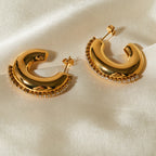 Rustfrit stål Lys Hyggelig 18k forgyldt Unikke C-formede Øreringe Indlæg Rhinestone Rustfri Kvinder Bijoux Femme Gala Gave