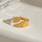 18K overdrevet Peace Dove Wings Retro Trendy Åben Ring Kvinder Trendy Rustfrit Stål Charm Anti Allergisk Smykker Gala Gave