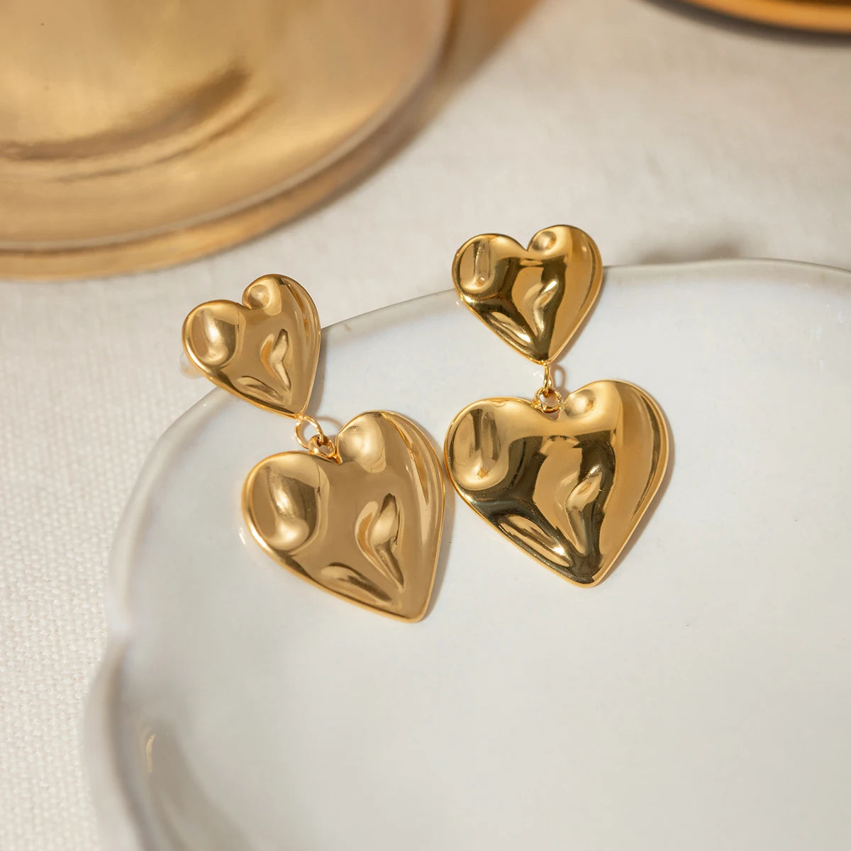 Geometrisk minimalistisk rustfrit stål hammer korn kærlighed hjerte vedhæng øreringe statement metal tekstur charm smykker til kvinder