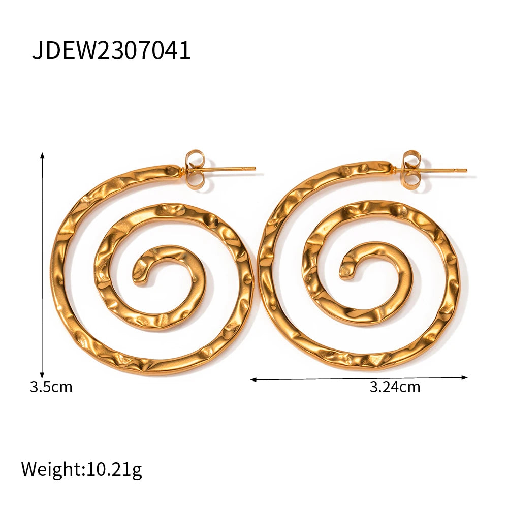 Roestvrijstalen Spiraal Ontwerp Oorknopje Nieuwe Metaalstructuur 18 K Verguld Modieuze Ketting Waterdichte Sieraden Bijoux Femme Cadeau