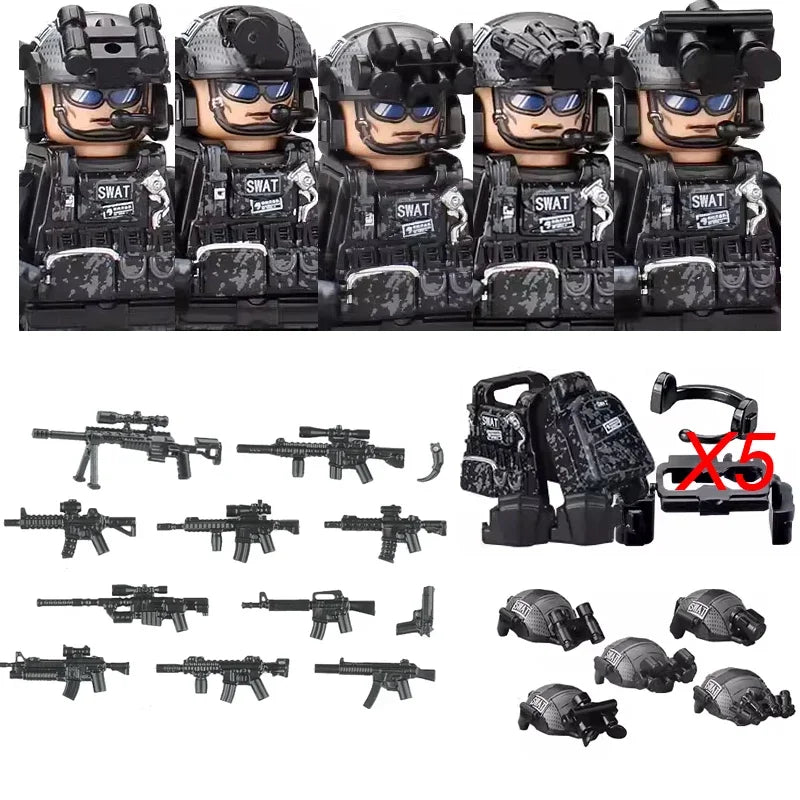 Military Special Forces MOC Building Block German KSK Special Forces Soldier Figure SWAT Army Gun Weapon Vest Backpack Brick Toy