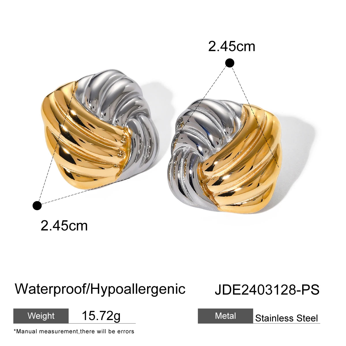 18K PVD-beschichtete Edelstahl-Ohrringe mit unregelmäßigen Erhebungen in Farbangleichung, geometrisch, wasserdicht, exquisite Schmuckgeschenke für Frauen