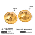 18K PVD minimalistischer rostfreier Edelstahl runde konvexe gehämmerte Körnung Ohrringe antiallergisch wasserdichter Schmuck für Frauen
