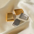 18k Gold Plated Stainless Steel Minimalist Fashion Striped Trapezoidal Earrings Rust Proof Prevent Allergy Trendy Charm Jewelry - Grand Goldman