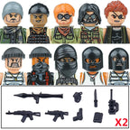 City Accessories MOC Villain Gangster Figures Building Block Modern Soldier Mask Helmet Guns Bazooka Military Weapon Bricks Toys