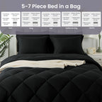 Ensemble de literie 5-7 pièces, ensembles de literie avec couette légère matelassée douce toutes saisons, drap plat, drap-housse lavable en machine