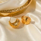 Rustfrit stål Oversize Chunky Smeltet Tekstureret Ørering til Kvinder Forgyldt Vanddråbeform Ørestuds Tykke øreringe Smykker