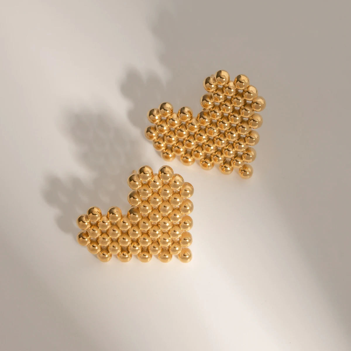 Stainless Steel 18k Gold Plated Vintage Round Beads Love Heart/Triangle/Rhombus Earrings Tarnish Free Statement Charm Jewelry