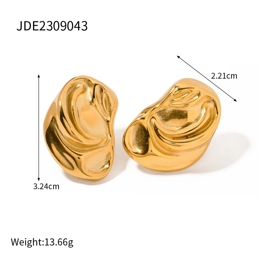 Minimalistisk Lys Hyggelig 18k forgyldt Kreativ Uregelmæssig Bølgeformede Øreringe Rustfrit Stål Damer Rustfast Statement Smykker