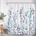 Blue Leaves Shower Curtain Watercolour Plant Eucalyptus Leaf Modern Simple Home Bathroom Decor Fabric Bath Curtains With Hooks