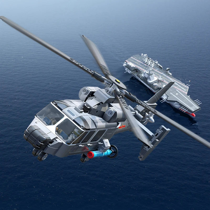 449pcs Helicopter Aircraft Building Blocks, DIY Boys Birthday Toys，Military Fighter Transport Model Bricks