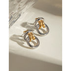 Kreative Ohrringe aus Edelstahl mit 18 Karat Goldbeschichtung, Gold- und Silberfarb-Kombination, einfache Knotenform, personalisierter Schmuck für Frauen, attraktiv