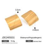 18K PVD Plated Stainless Steel Minimalist Plain Rectangular Raised Stud Earrings Waterproof High Quality Attractive Jewelry