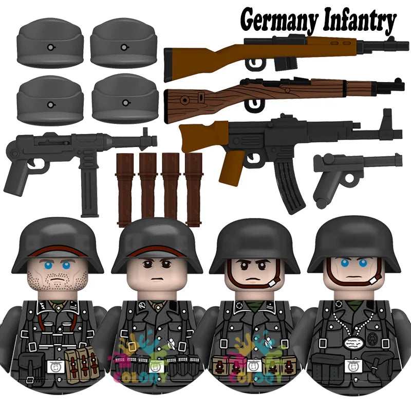 Kids Toys WW2 Building Blocks 4pcs/set US UK Soviet Soldiers Mini Action Figures Educational Toys For Kids Boys Christmas Gifts