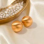 18K forgyldt plettet fri rustfrit stål Chunky halvkugleformet børstet stud minority øreringe til kvinder øre smykker