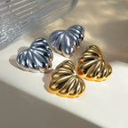 Charm Puffs Design 18K rustfrit stål Metal Rustfast Love Heart Buttede Croissant Øreringe Vandtætte stilfulde smykker