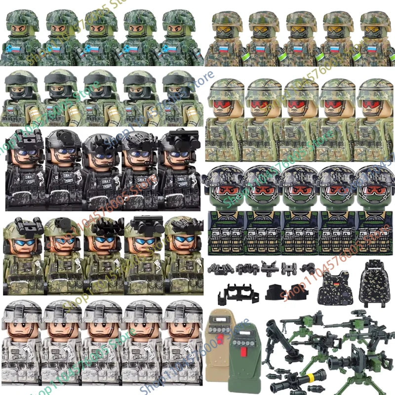 Military Special Forces MOC Building Block German KSK Special Forces Soldier Figure SWAT Army Gun Weapon Vest Backpack Brick Toy