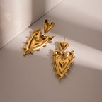 Boucles d'oreilles pendantes à clous en acier inoxydable plaqué or 18 carats, forme pointue semi-3D double, bijoux légers de luxe résistants au ternissement