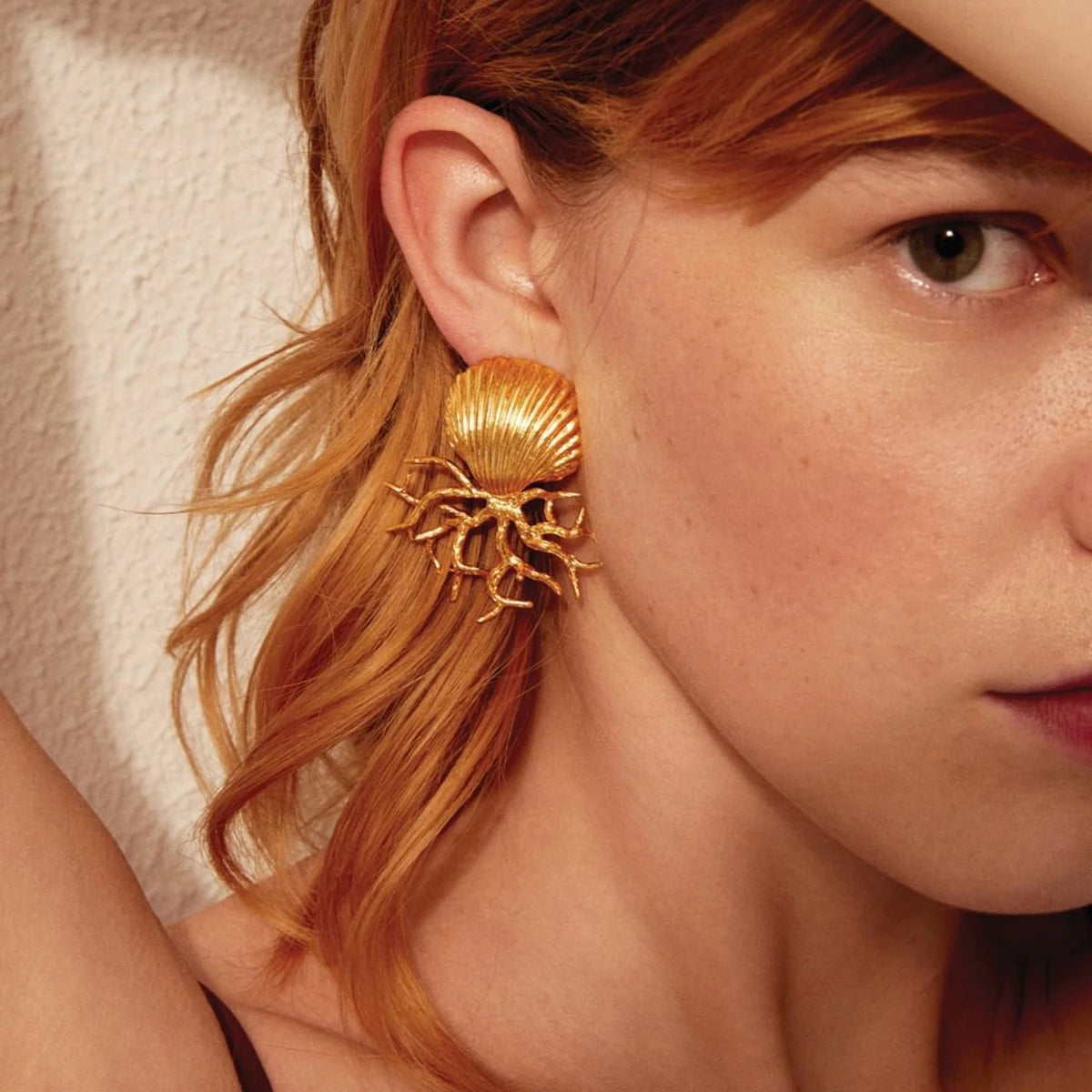 18K PVD-belagt rustfrit stål Shell Coral Design Øreringe Højkvalitets geometriske vandtætte kvinder Udsøgt smykkegave