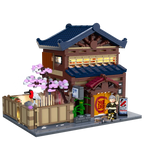 Cada Japanese Sushi HouseBricks Shop LED Japanese Steamed Bun House Building Blocks Summer Cafe cada Toy Street View Series set