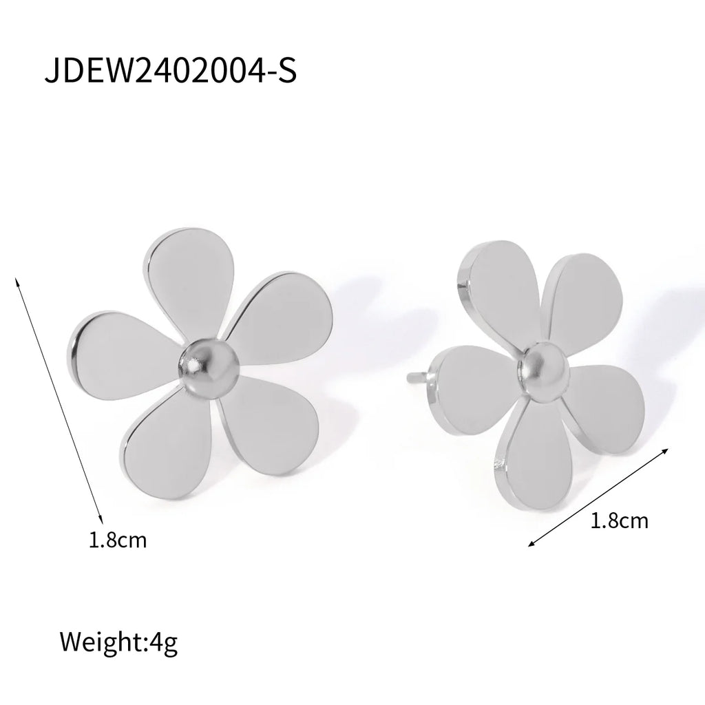 Orecchini da donna eleganti a margherita piccola a cinque petali in acciaio inossidabile placcato in oro 18K PVD di lusso leggero, gioielli affascinanti da dichiarazione