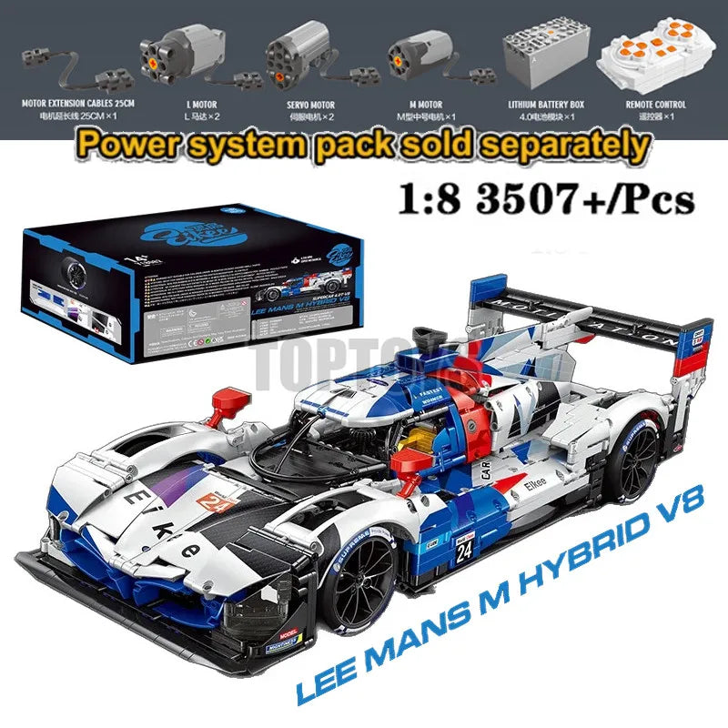 MOC 1:8 3507PCS Technical Remote Control Racing Car LEE MANS M HYBRID V8 Building Blocks Bricks Assembling Toys for Children