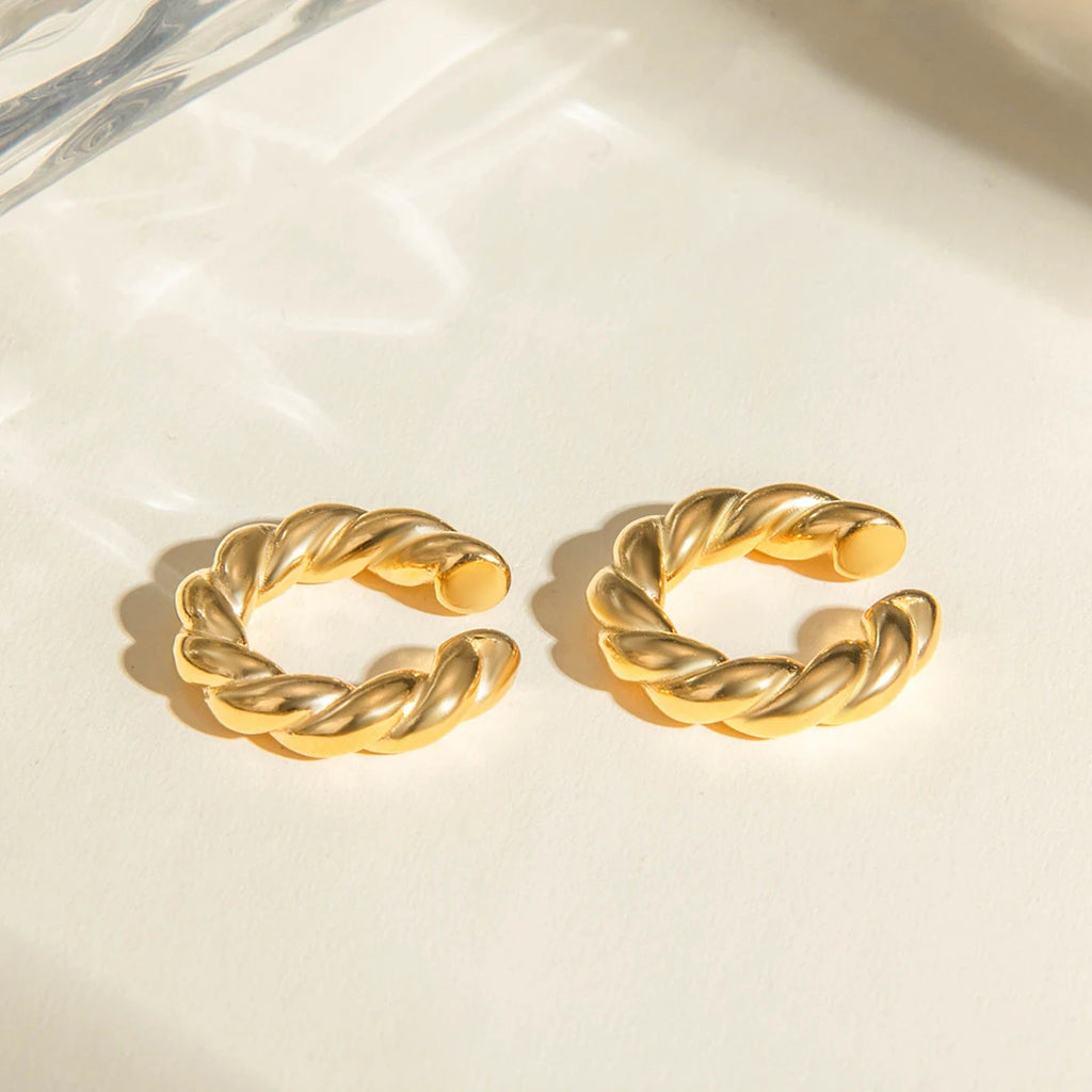 18k Goud Vergulde Roestvrijstalen Fijne Gladde Koordvormige Ronde Oorklem Dames Charmante Waterdichte Statement Sieraden