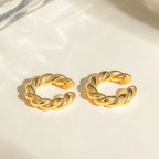 18k Goud Vergulde Roestvrijstalen Fijne Gladde Koordvormige Ronde Oorklem Dames Charmante Waterdichte Statement Sieraden