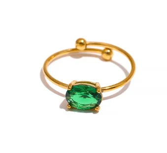 Stilvoller 18k vergoldeter, rostfreier, strukturierter, einfacher, verstellbarer Ring mit Zirkon-Einlage, Charme, Statement, anti-allergisch, Damenschmuck