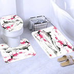 Chinese style Flowers and Birds Waterproof Shower Curtain Set Toilet Seat Cover Bath Non-Slip Mat Rug Carpet Bathroom Decor