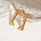 Minimalistiske 18k forgyldte rustfrit stål glatte støvler formede vedhængsøreringe, anti-allergiske, rustsikre stilfulde smykker